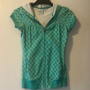 Anchor Blue Turquoise Patterned Zip-Up Hoodie